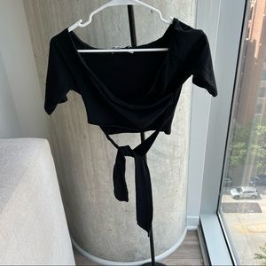 Black Wrap Crop Top